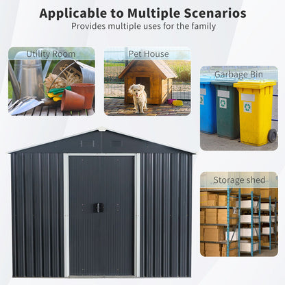 Outdoor Metal Storage Shed With Floor Base