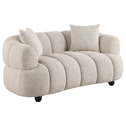 Whitney 2-Piece Contemporary Channel Tufted Woven Fabric Sofa Set Pebble