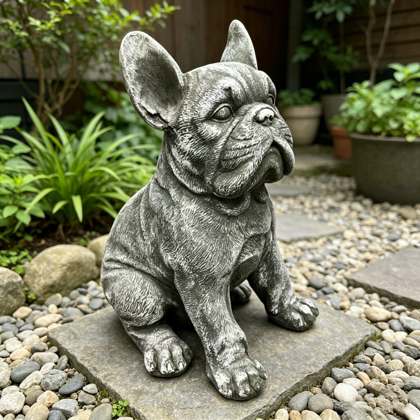 16" Outdoor Weatherproof French Bulldog Statue