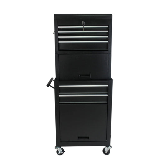 6 Drawer Lockable Tool Cabinet On Wheels With Detachable Toolbox