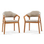 Indoor Upholstered Dining Chair Set of 2 - Oatmeal / Teak