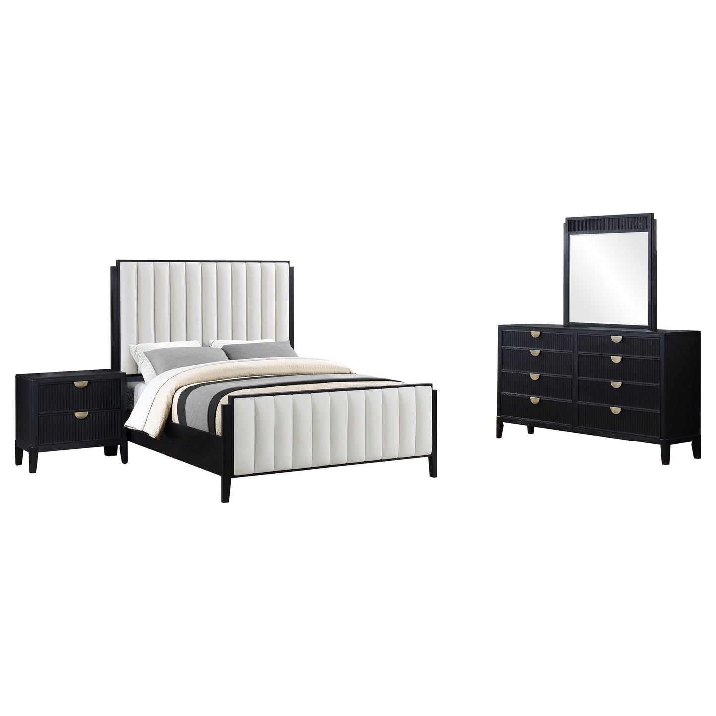 Brookmead 4-piece Upholstered Eastern King Bedroom Set Black
