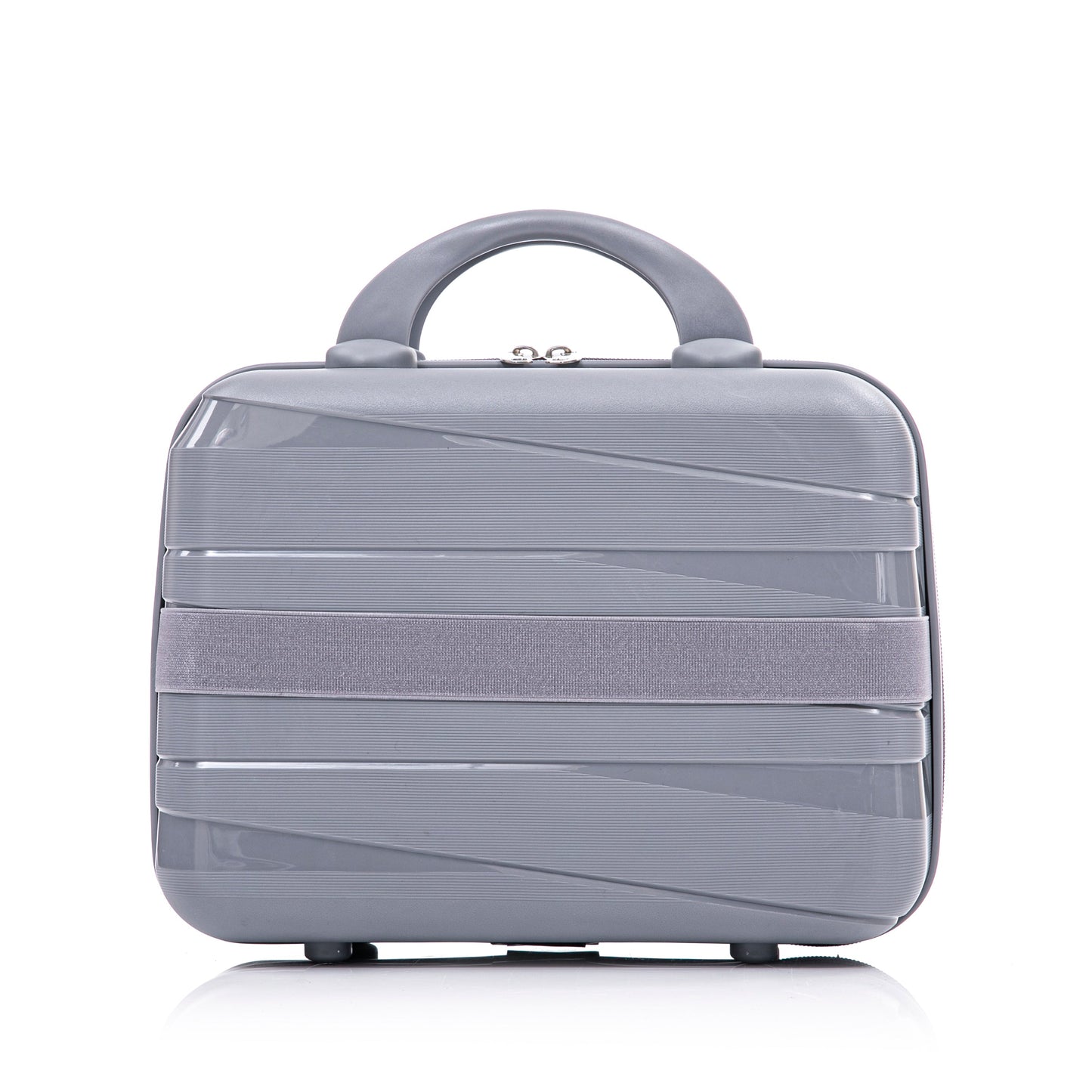 4-Piece PP Spinner Wheel Luggage Set with Cosmetic Case, Light Gray