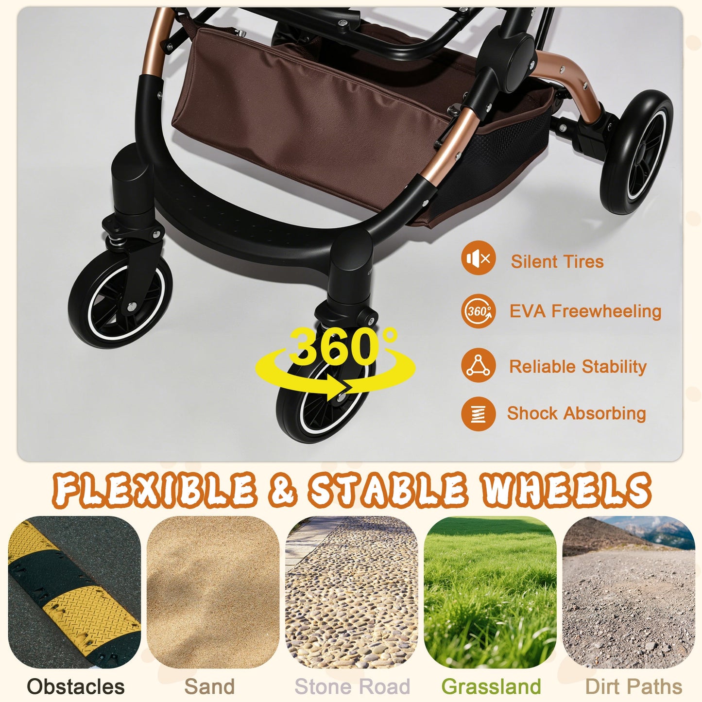 Pet Stroller for Dogs and Cats, 2-in-1 Detachable Foldable With Sun Canopy