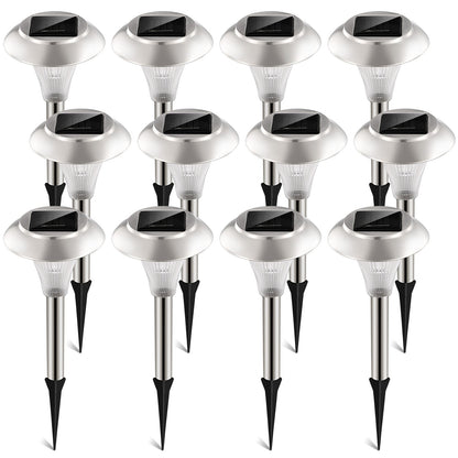 12Packs Solar Garden Lights Outdoor IP44 Waterproof Solar Pathway Lights Color Changing Landscape Lamps 10Hrs Lawn Lighting for Yard Driveway Walkway