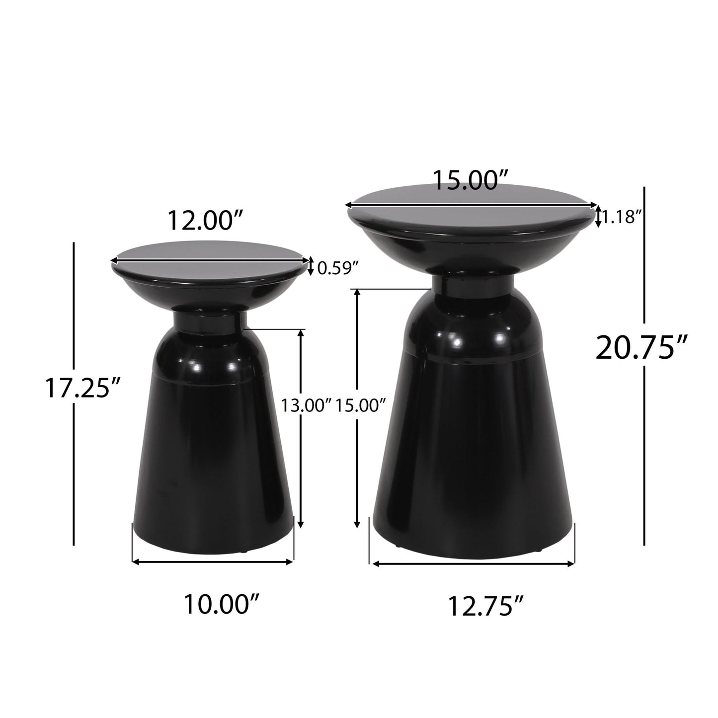Serenita Outdoor Side Tables With Flared Design (Set of 2)