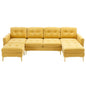 Modern L - Shape Convertible Sectional Sofa With Movable Ottoman