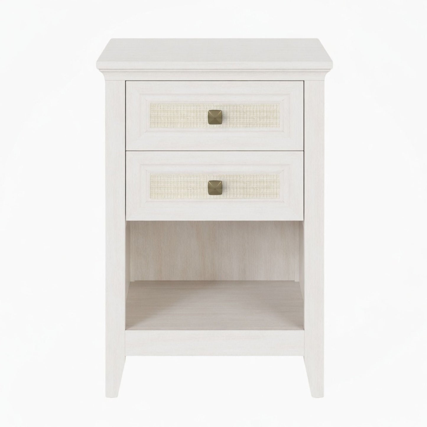 Nightstand With 2 Drawers & Shelf - White