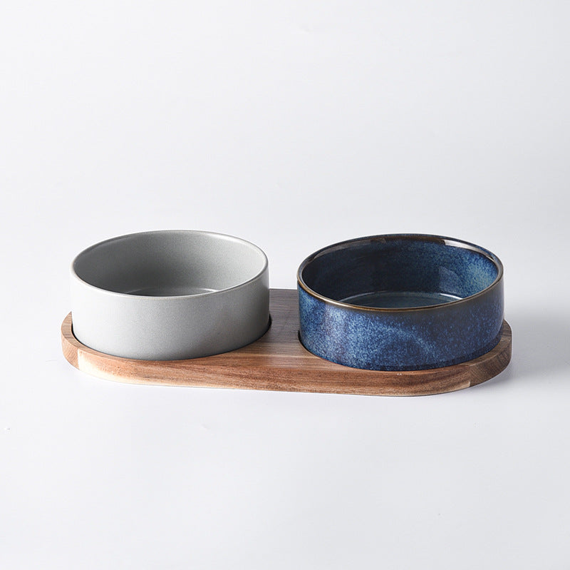 Pet Double Bowl Anti-tumble Drinking Water Rice Basin