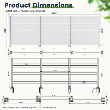 50" W x 49" H Outdoor Privacy Screen, Air Conditioner Fence, All-Weather Vinyl Privacy Fence Screens with Aluminum