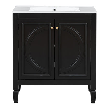 Double Sink Bathroom Vanity Set with Wall Mount Mirror Cabinet