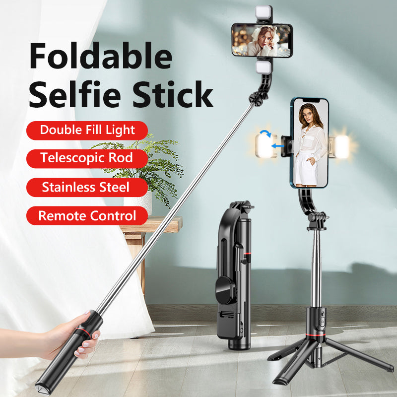 Bluetooth Selfie Stick Tripod for Cell Phones - Adjustable Height & 360° Rotating Head