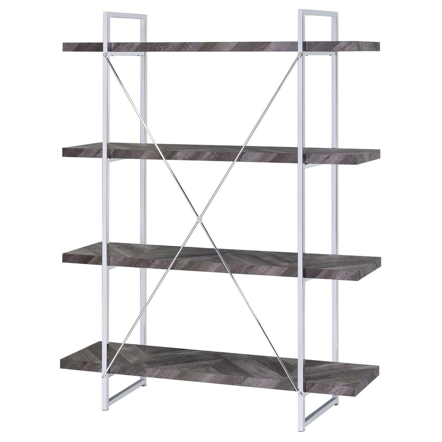 Herringbone - Bookcase With Full Length Shelf - Gray