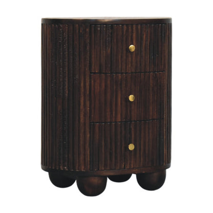 Solid Wood Curved Fluted 3-Drawer Drum Chest