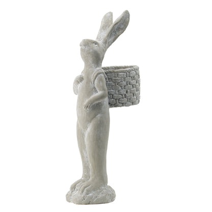 8.5x5.5x19.5" Tall Cement Rabbit Planter