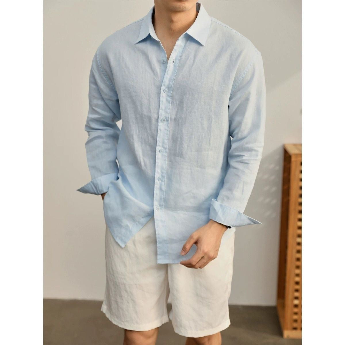 Slim-fit Fashionable Mens Shirt, Nouveau Riche Preppy Style, Long Sleeves