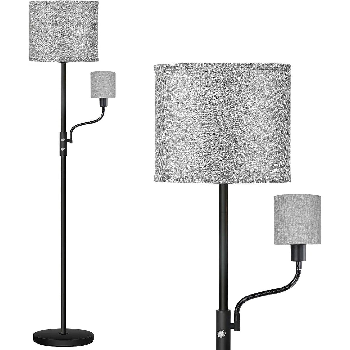 67.32In Mother Daughter Floor Lamp with Linen Shade 3200K Brightness 360¡ Adjustable Reading Light Modern Decoration Standing Lamp for Living Room Bed