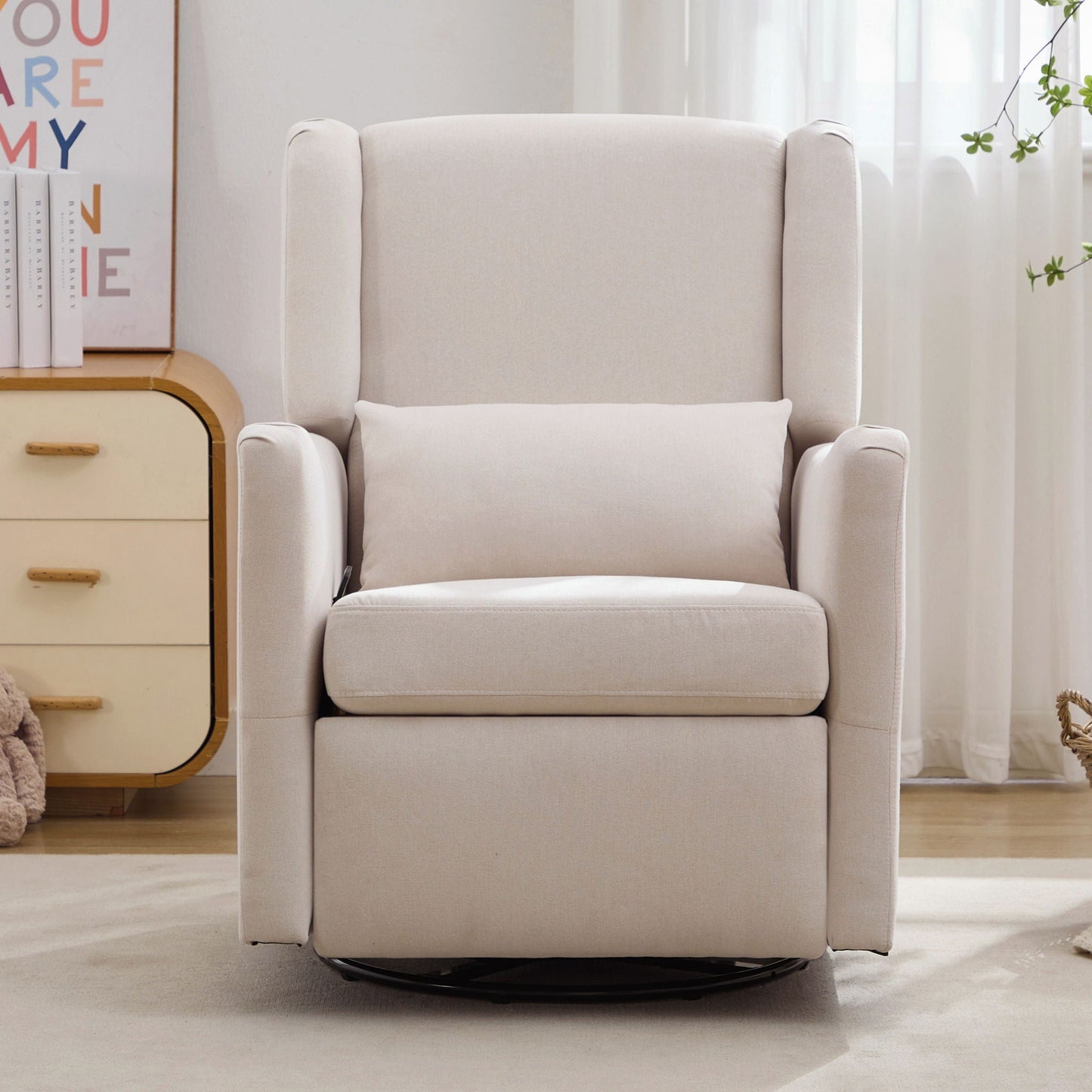 Wide Wingback Swivel Glider Rocker Recliner Chair