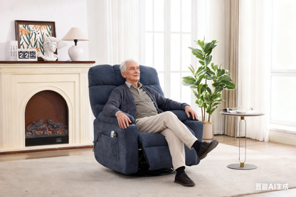 Heat Massage Electric Recliner Chair with Rocker and Swivel in Fabric