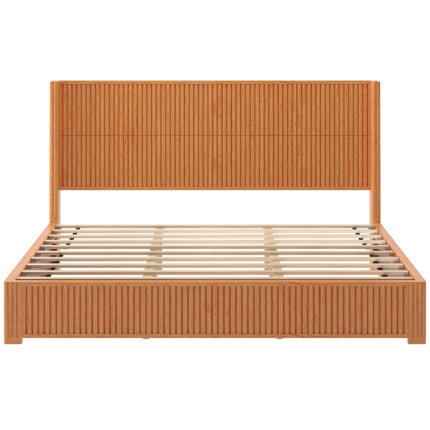 Solid Wood Platform Bed Frame with Headboard, King Size