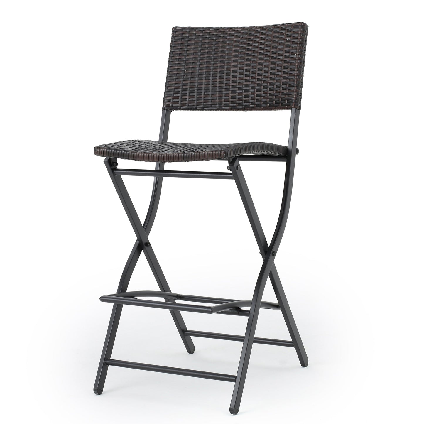Outdoor Wicker Barstools Faux Rattan Patio Bar Stools - Set of 2