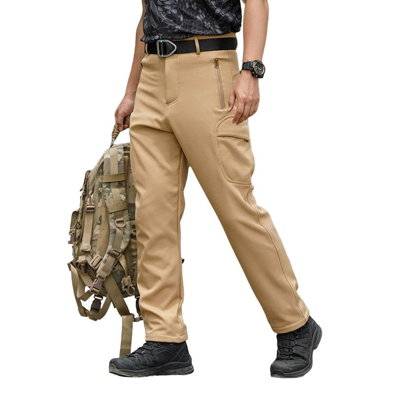 Outdoor Hiking Fleece-Lined Warm Casual Multi-Functional Waterproof And Wear-Resistant Workwear Tactical Pants