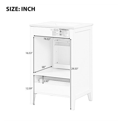 20" Bathroom Vanity with Sink, Storage Rack, and Soft Closing Door - Grey
