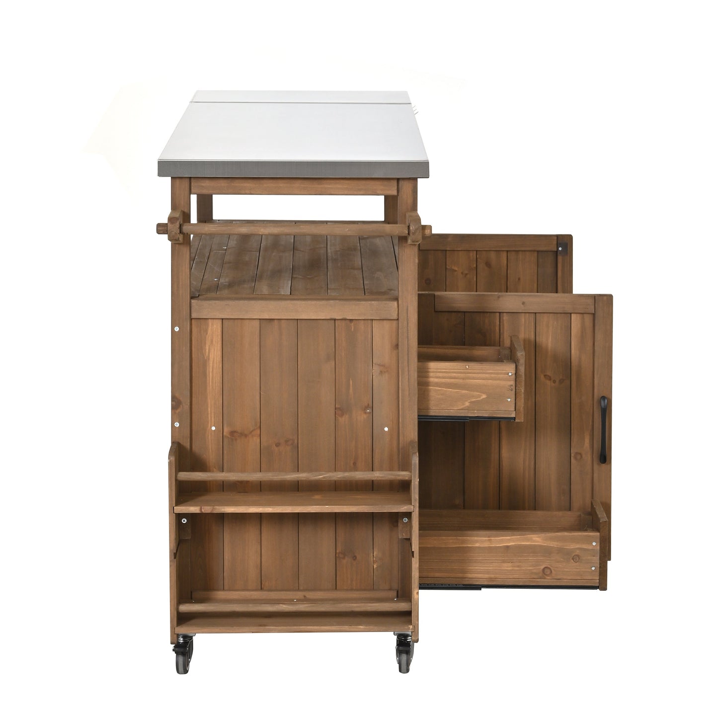 54.33' Farmhouse Rolling Outdoor Kitchen Cart