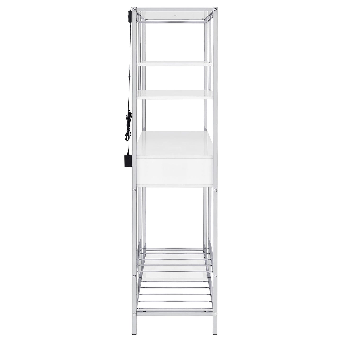 Draper - 5 Shelf LED Wine Cabinet With Pull Out Drawer - Gloss White