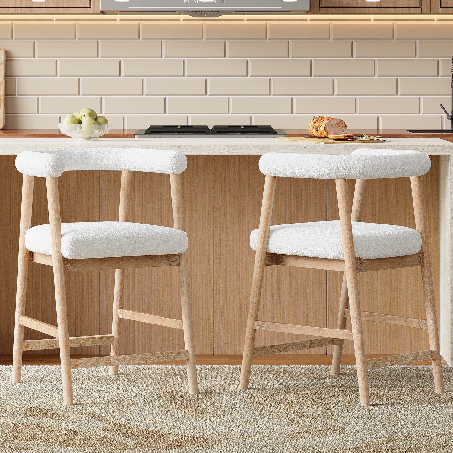 25" Seat Height Bar Stools with Back, Set of 2