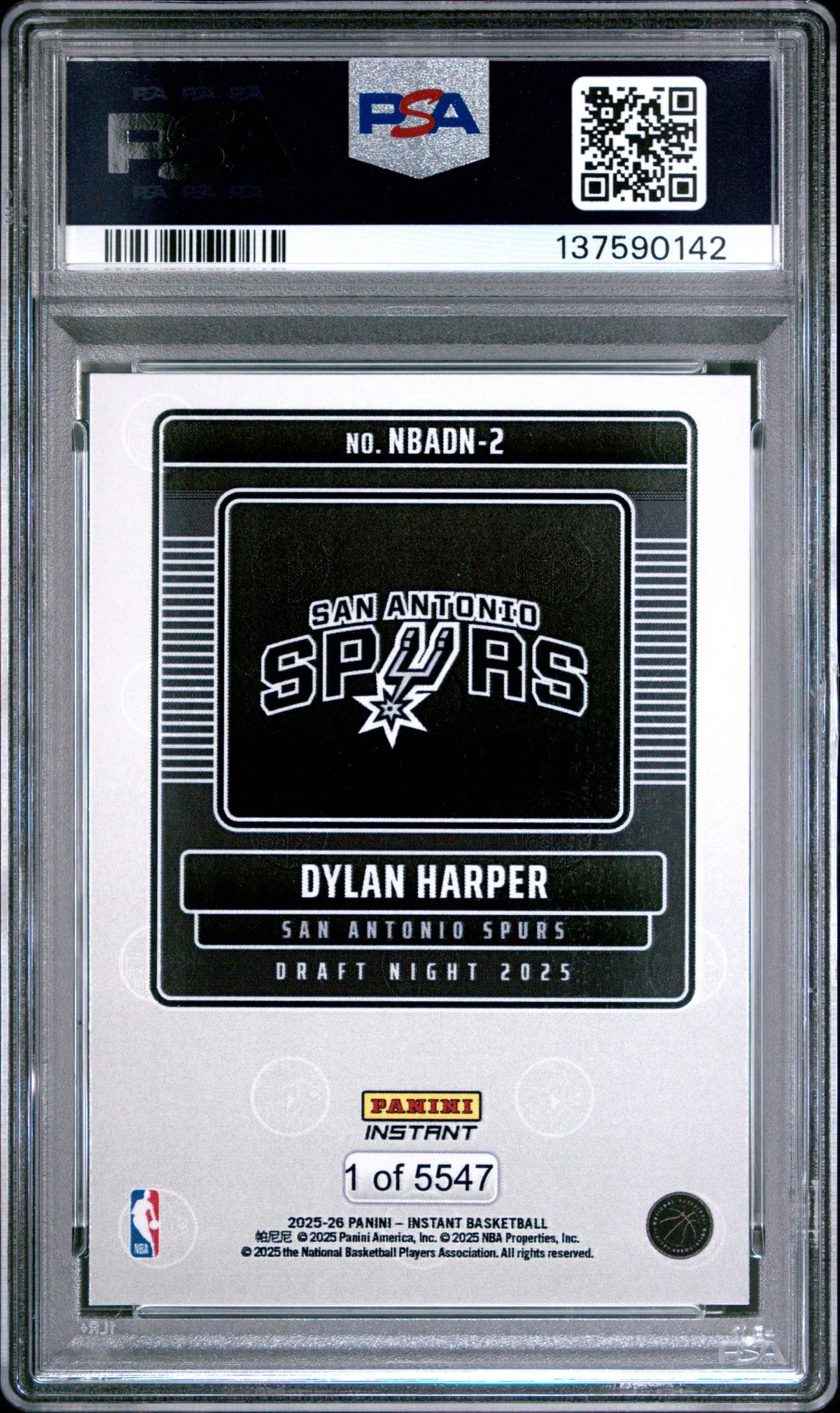 Graded 2025 Panini Instant Dylan Harper #2 Draft Night Rookie RC Basketball Card PSA 6 Excellent