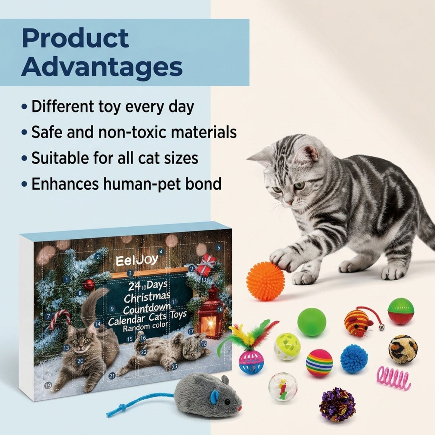 EelJoy 24-Day Christmas Advent Calendar Cat Toy