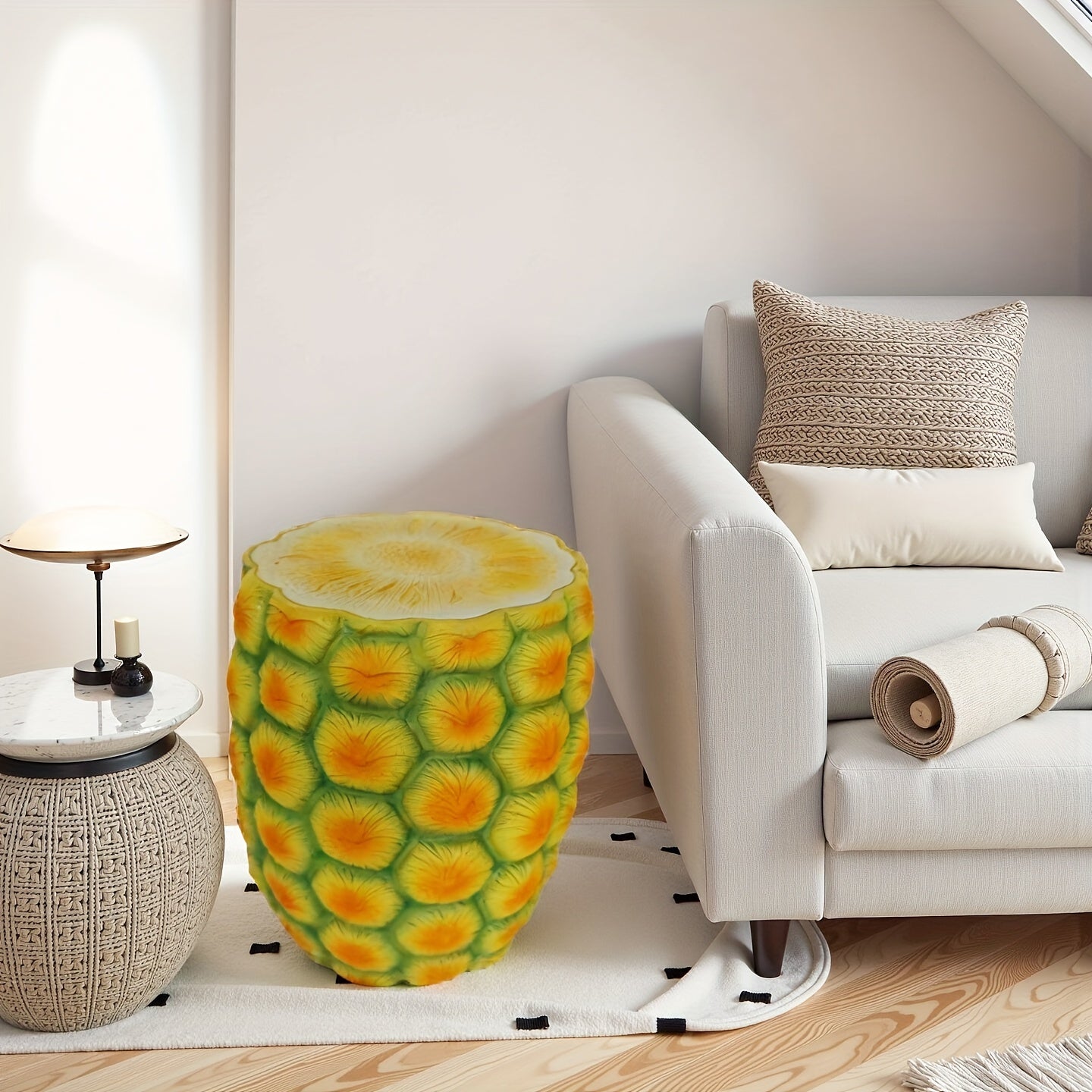 14" Oversized Pineapple Shaped Resin Stool