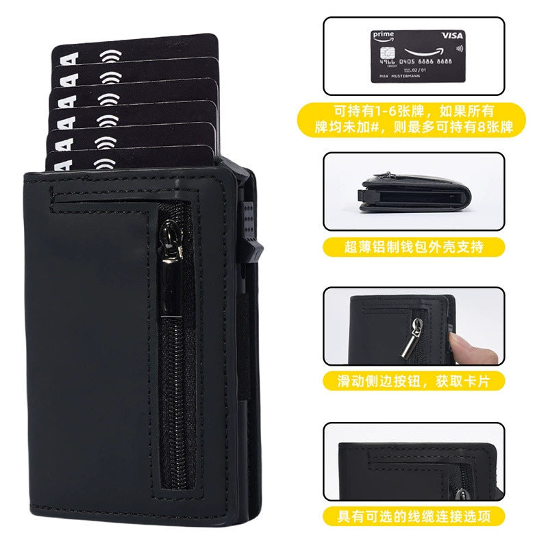 Anti-Scan RFID Card Holder PU Leather Coin Purse Demagnetization-Proof Multi-Card Wallet