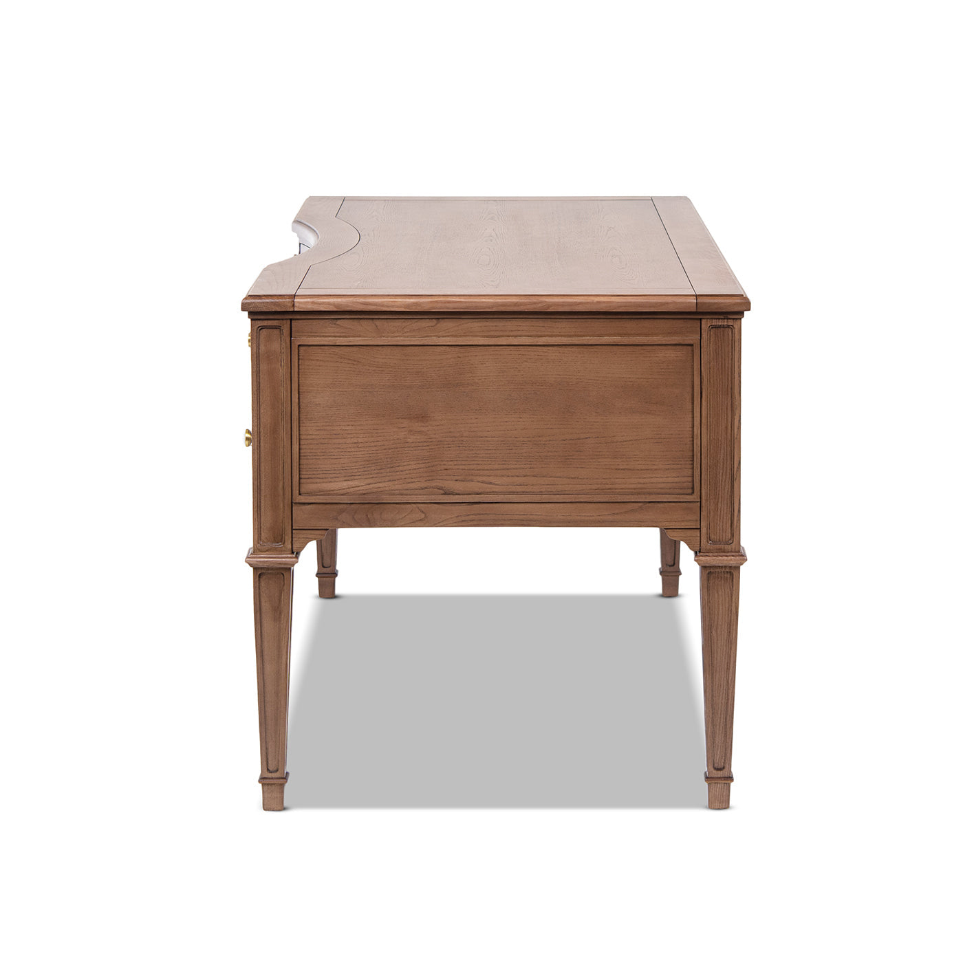 Dauphin Gold Accent 5-Drawer Wood Executive Desk Brown Ash Wood & Veneer