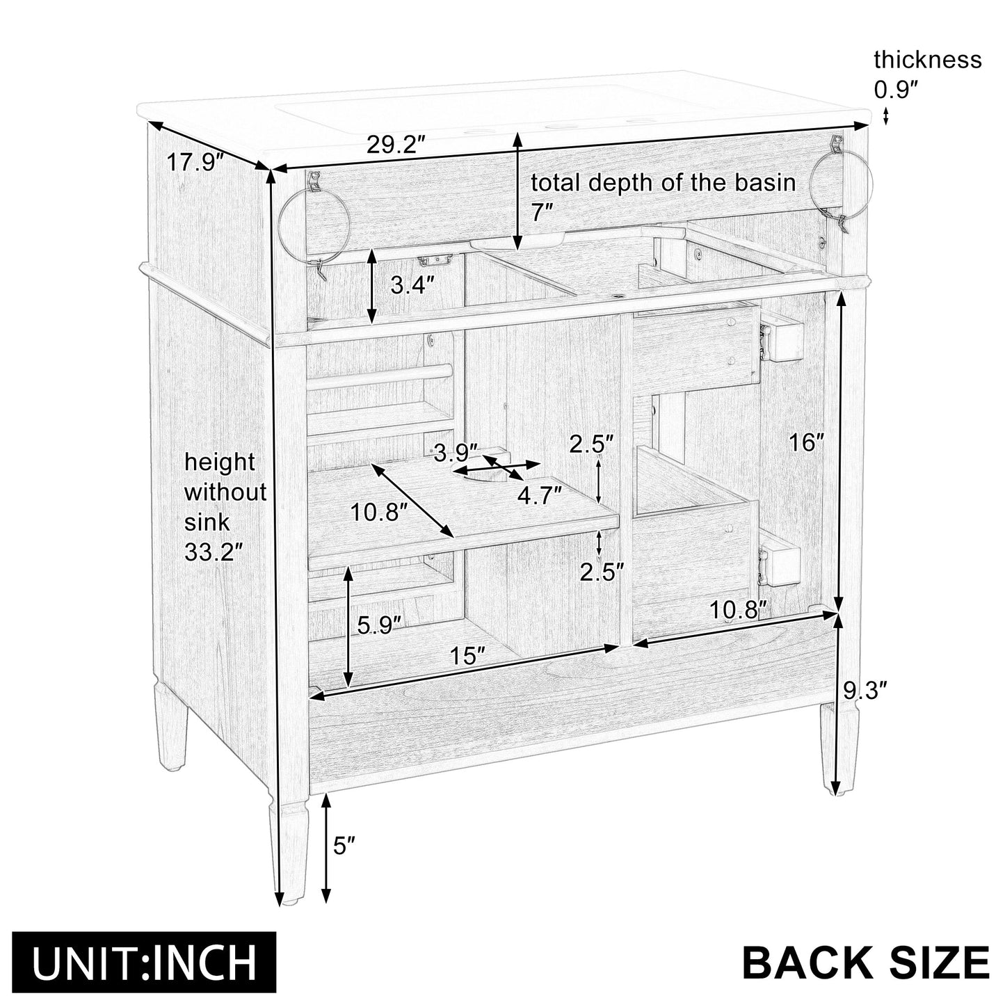 30" Bathroom Vanity with Sink and Wood Vanity Cabinet