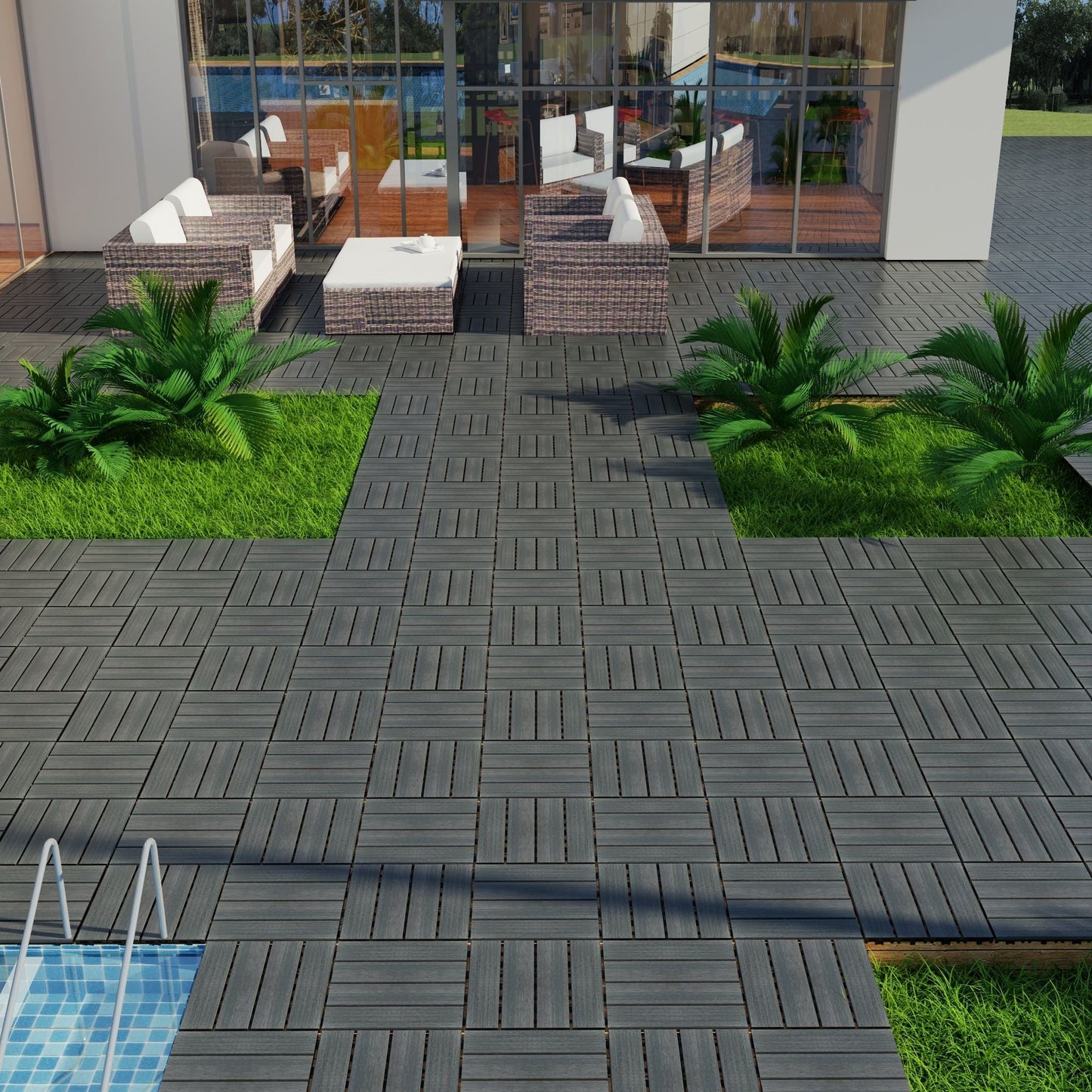 Patio Deck Tiles, Pack Of 22