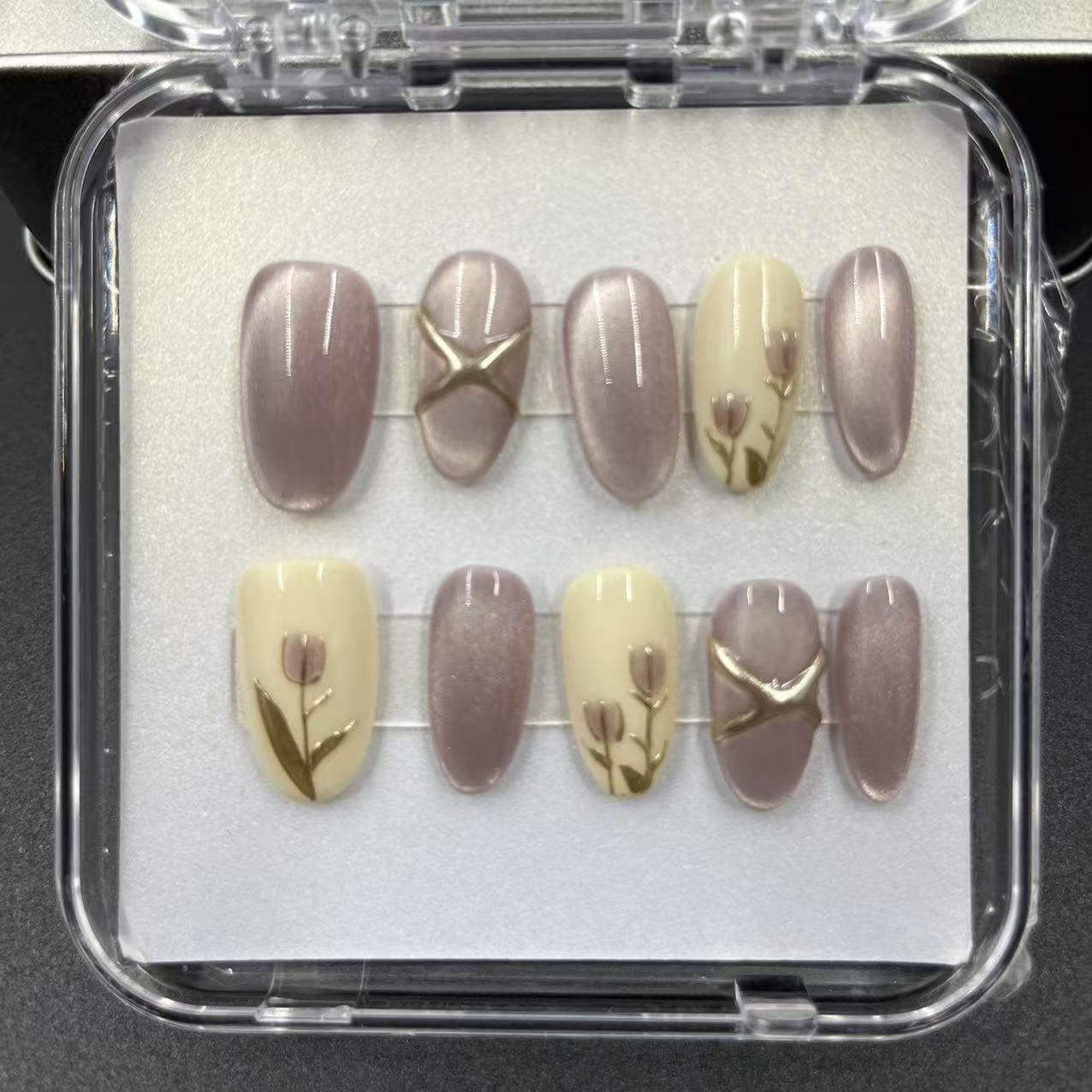 1046- Handmade press on nails fake nails removable Handmade Drawing Nails