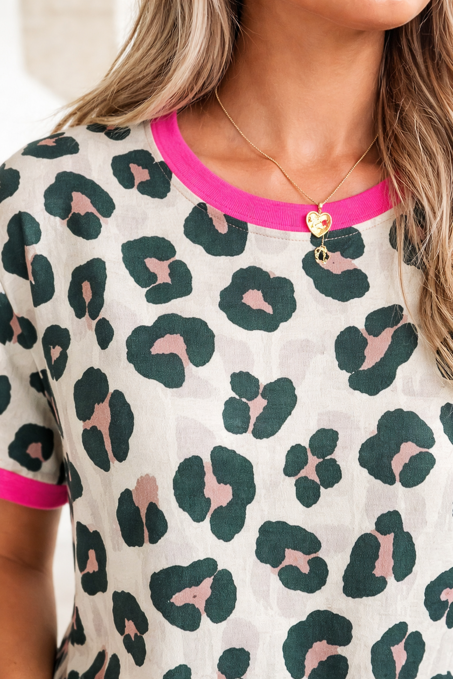 Arleth Print Contrast Trim Top