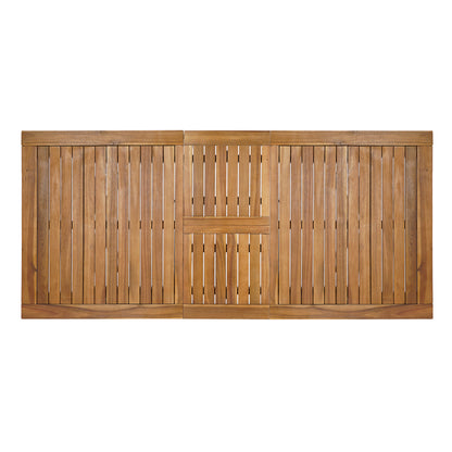 60-76" Acacia Wood Outdoor Dining Table, Telescopic, Teak Finish