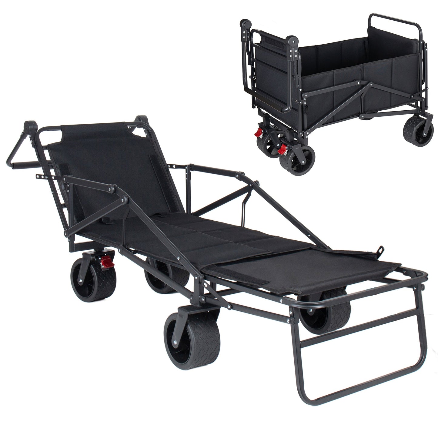 2-in-1 Multifunctional Folding Wagon Cart and Convertible Beach Chair