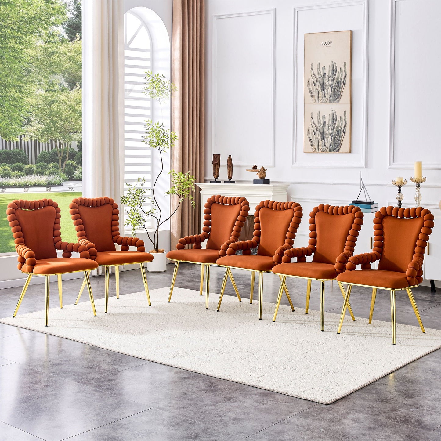 Puffy Bubble, Ball Chain Chair With Armrests For Dining Room (Set of 2)