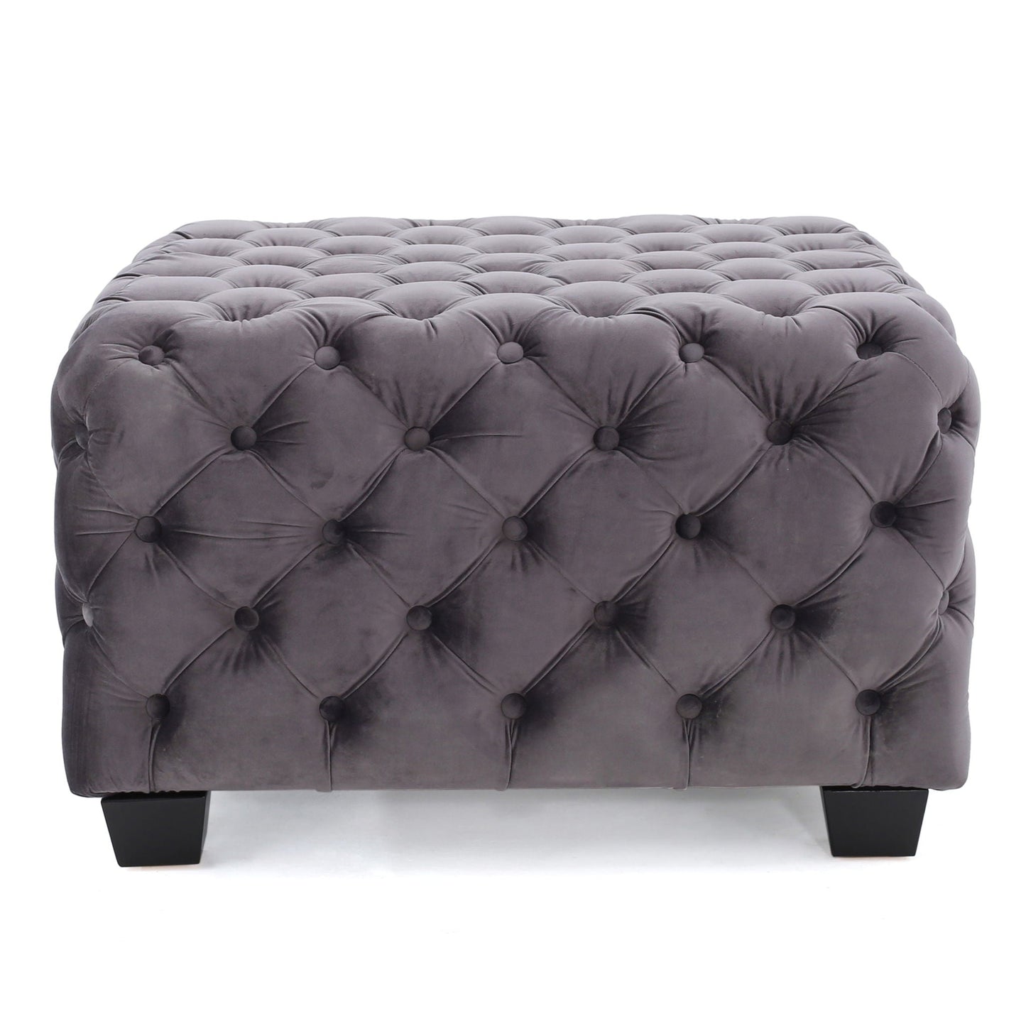 Modern Glam Ottoman with Upholstery and Button Tufted Design