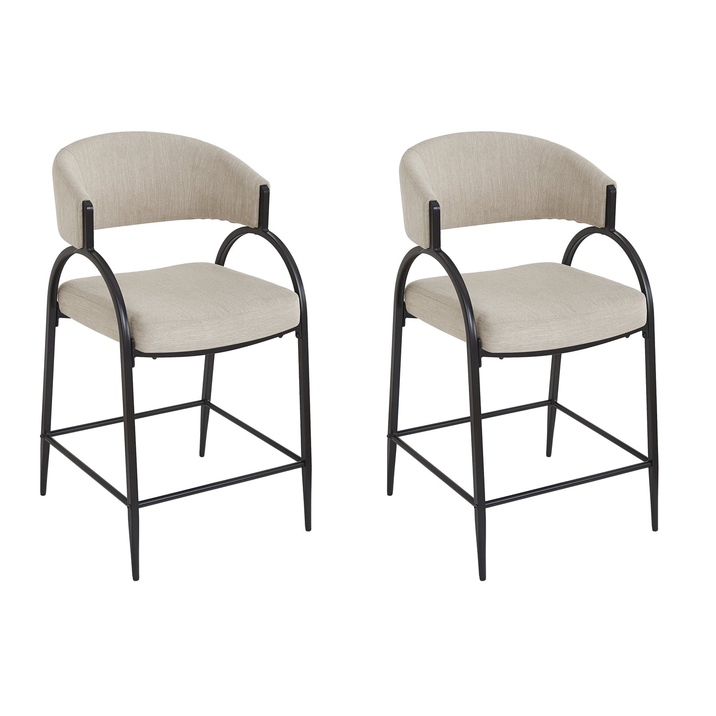 25'' Seat Height Modern Fabric Bar Stools with Back