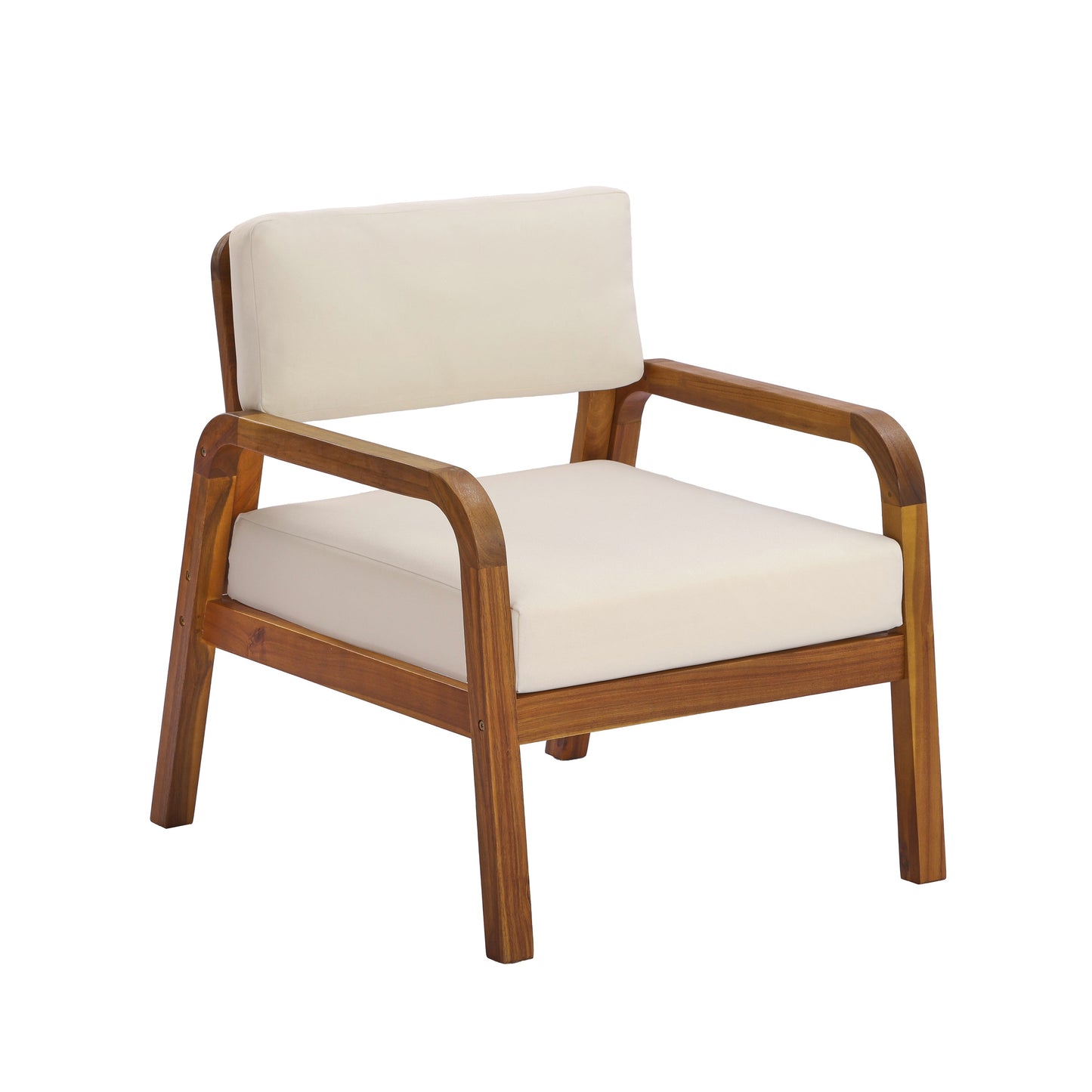 Outdoor Acacia Wood Armchair Set with Weather-Resistant Cushions