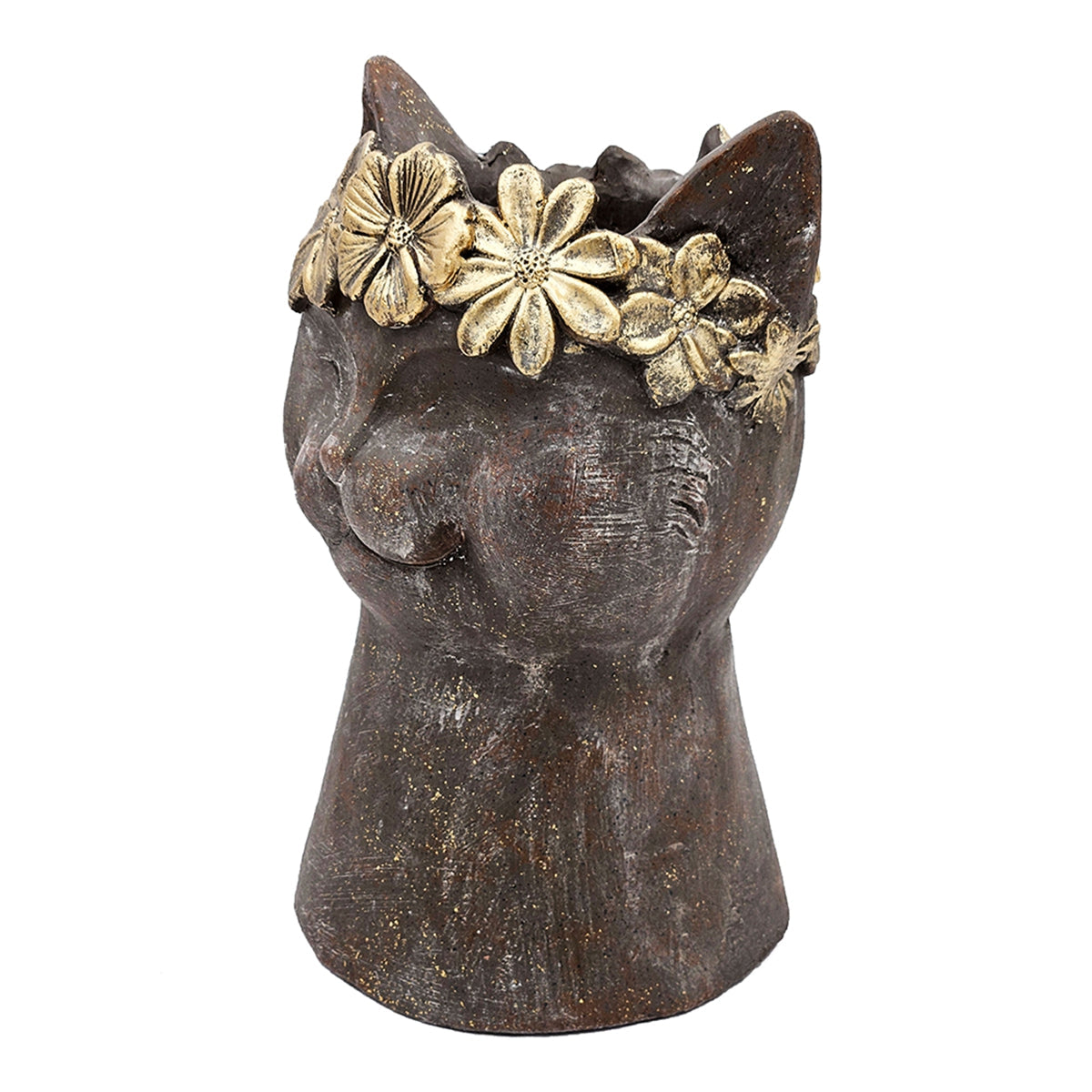 8.5x7.7x12.4" Magnesium Cat Statue Planter with Textured Finish