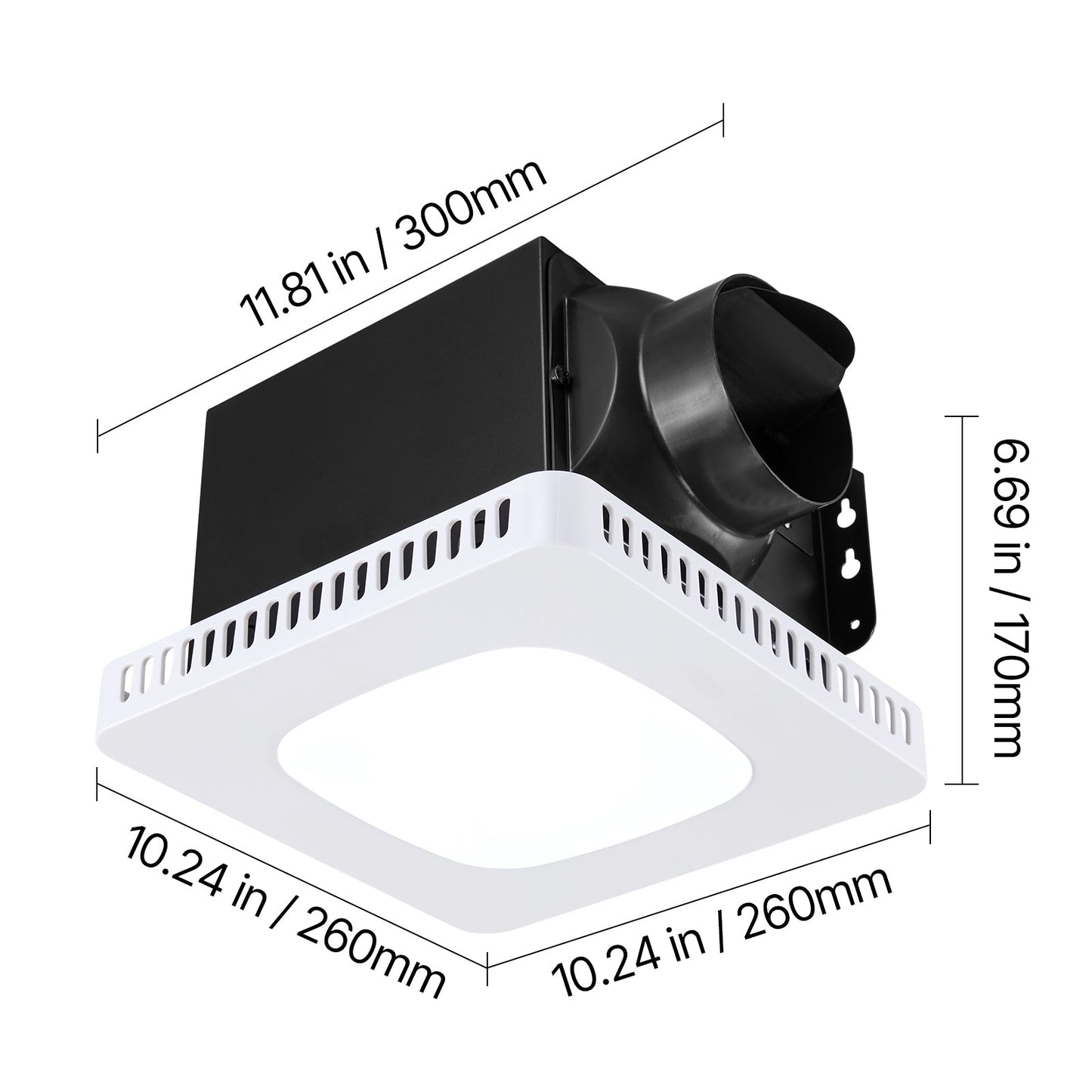 Bathroom Exhaust Fan with LED Light and Adjustable Color Temperatures
