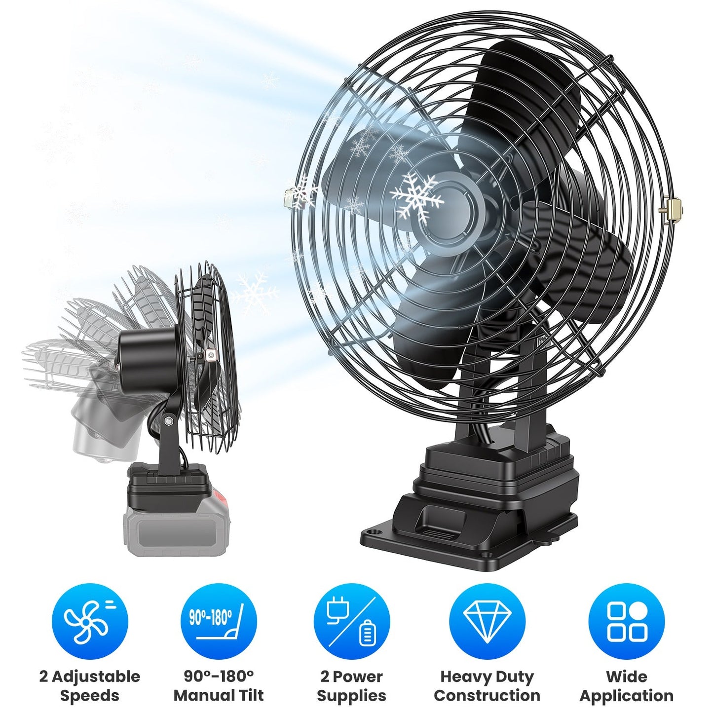 Portable Jobsite Fan 9" Compatible with Makita 21V Battery