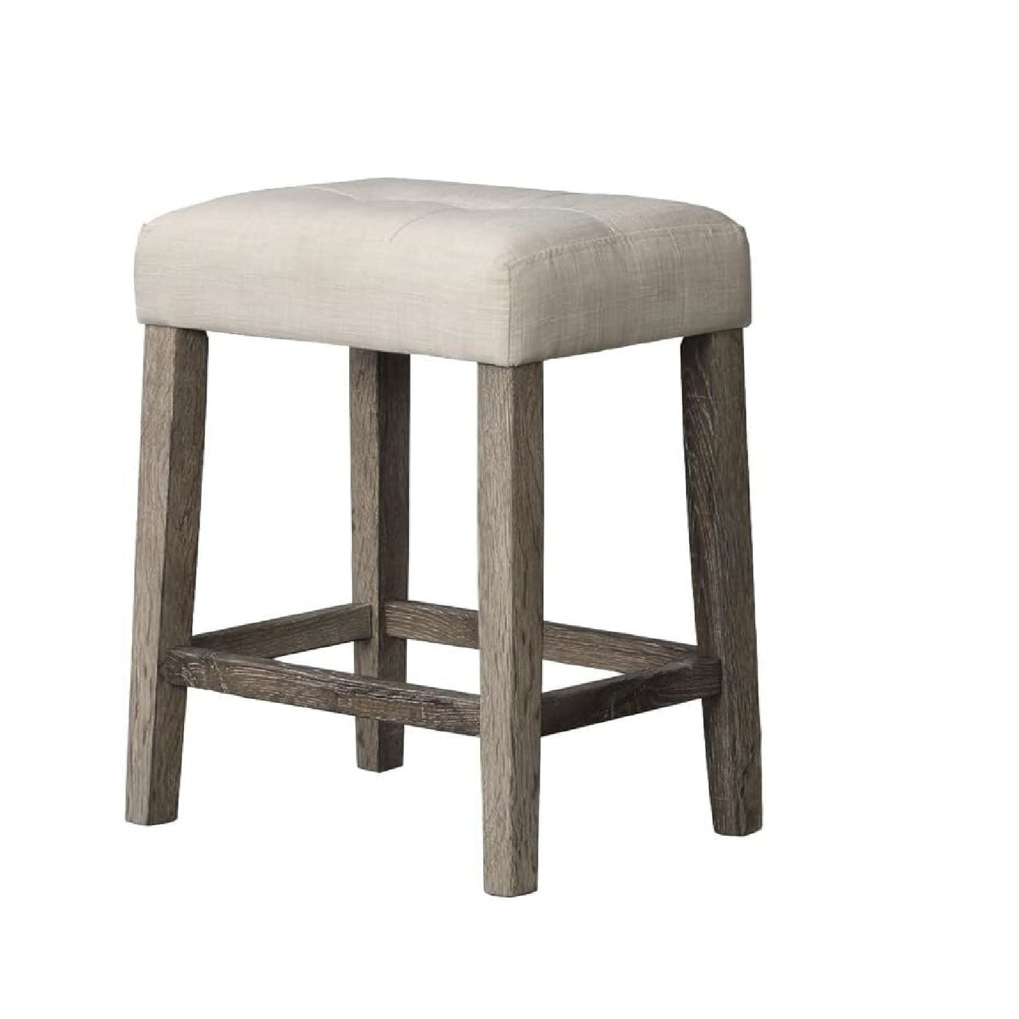 3 Piece Counter Bar Dining Set Table With Electric Outlet And 2 USB Ports, Tufted Upholstered Stools - Brown / Beige