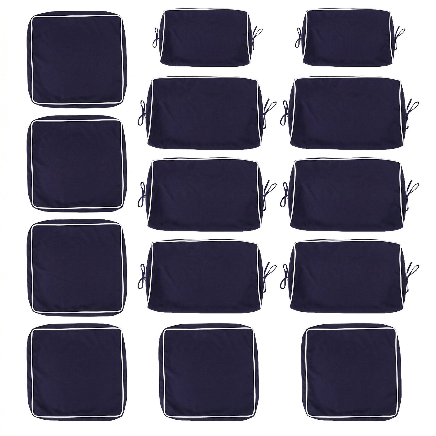 Cushion Covers for 7-Piece (6-Seaters) Wicker Rattan Sectional Sofa - Navy Blue
